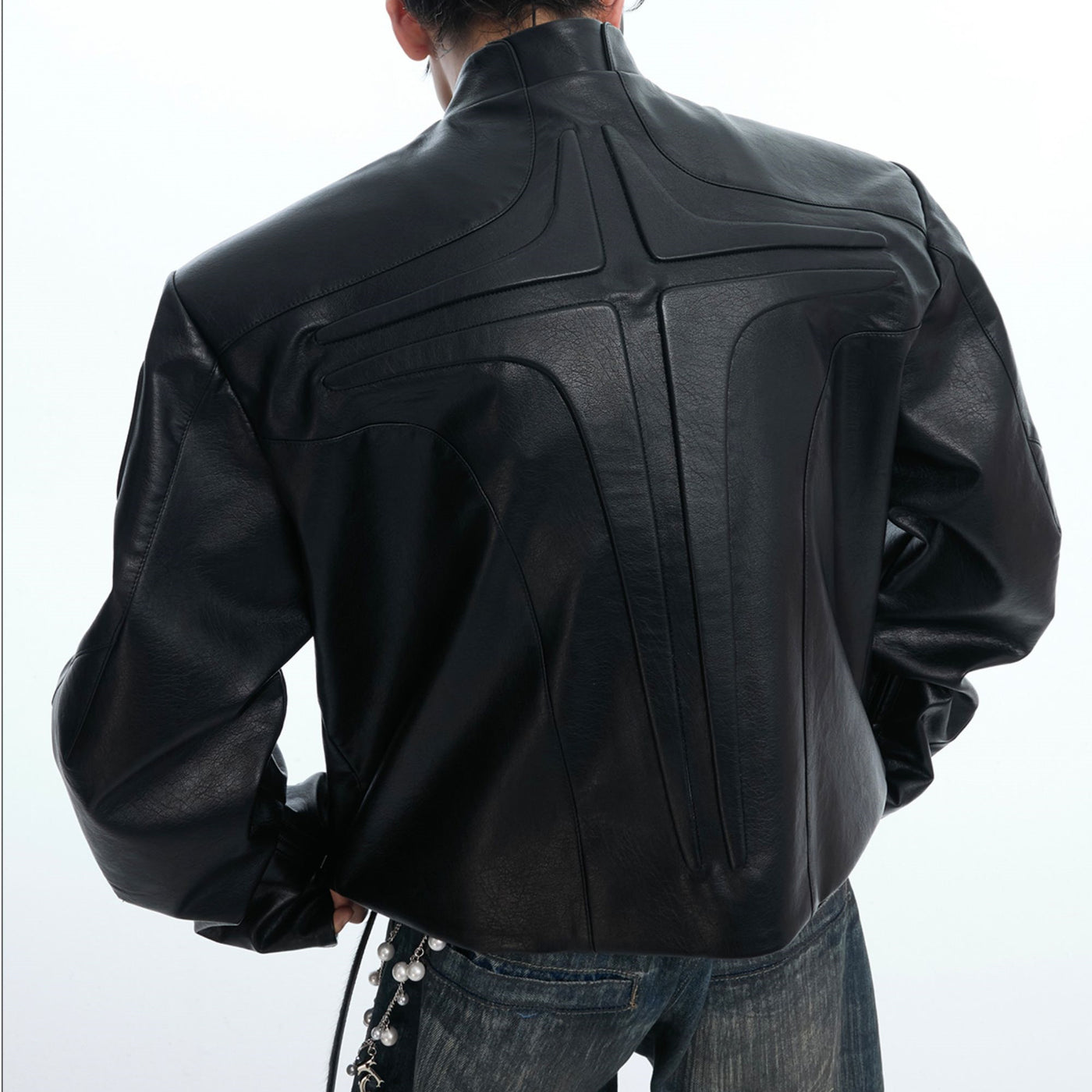 Niche Three-dimensional Relief Deconstruction Stand Collar Profile Jacket Coat