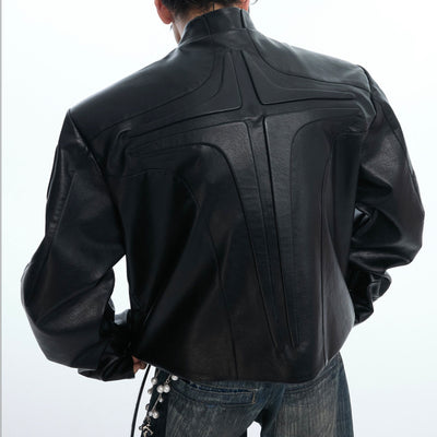 Niche Three-dimensional Relief Deconstruction Stand Collar Profile Jacket Coat