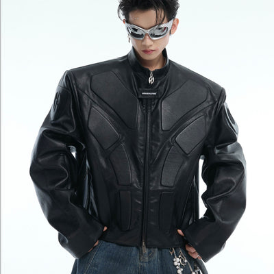 Niche Three-dimensional Relief Deconstruction Stand Collar Profile Jacket Coat