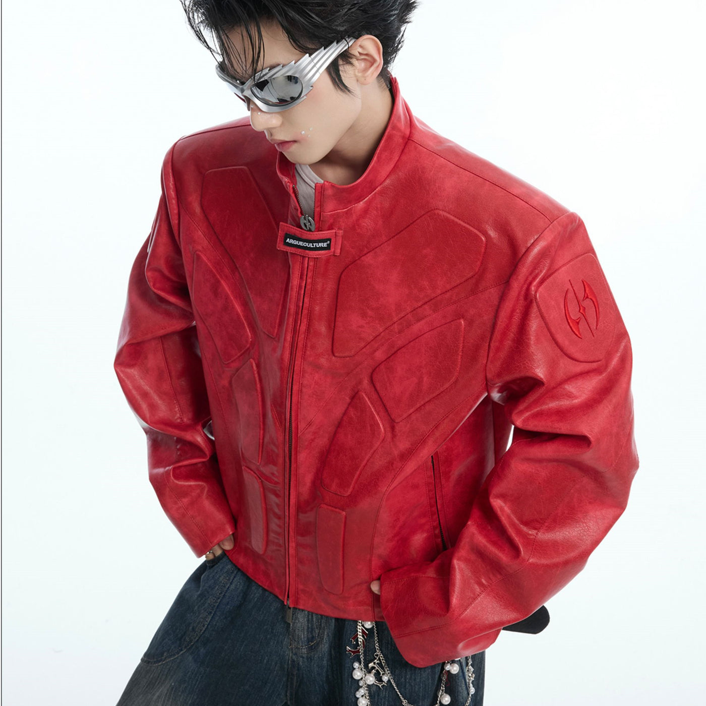 Niche Three-dimensional Relief Deconstruction Stand Collar Profile Jacket Coat