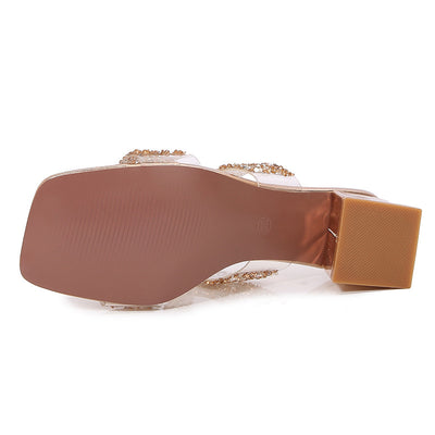 Fashion Rhinestone Slippers  Platform High Heel