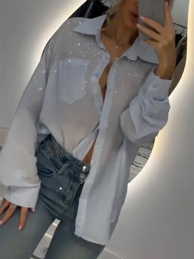 European And American Sequined Thin Shirt Cardigan