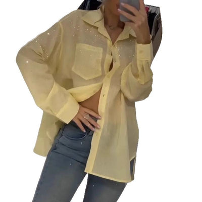 European And American Sequined Thin Shirt Cardigan