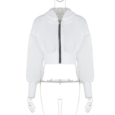 Women's Fashion Cardigan Zipper Hooded Long Sleeve