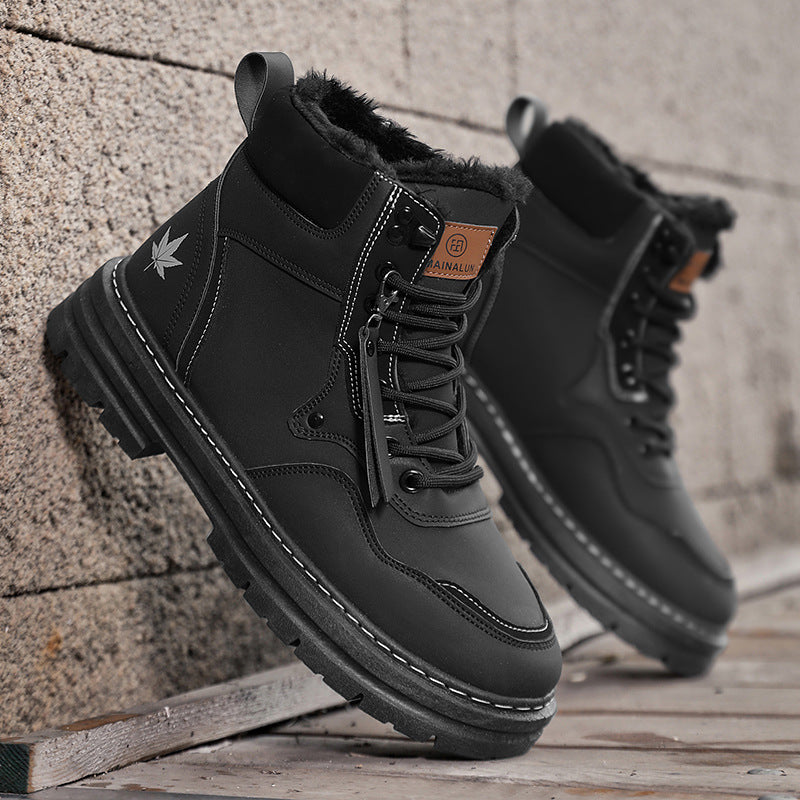Men's Snow Boots Plus Size Fleece-lined Warm