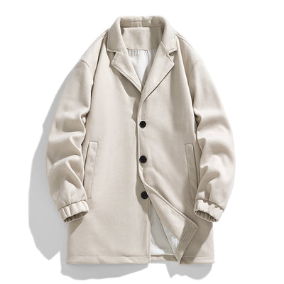New Men's Casual Loose Mid-length Woolen Trench Coat
