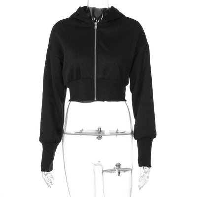 Women's Fashion Cardigan Zipper Hooded Long Sleeve