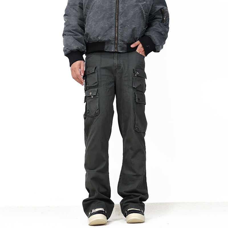 Multi-pocket All-match High Street Slightly Flared Workwear Casual Pants