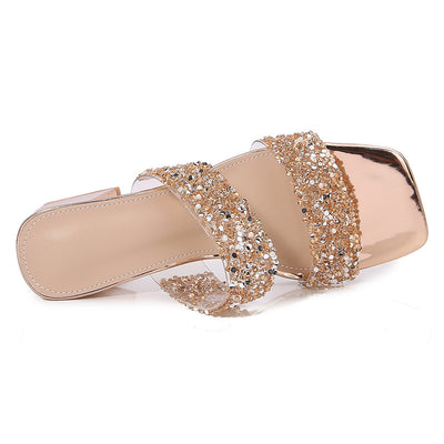 Fashion Rhinestone Slippers  Platform High Heel