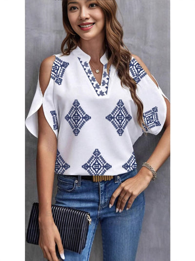 Women's Casual Geometric Printed Short-sleeved Top