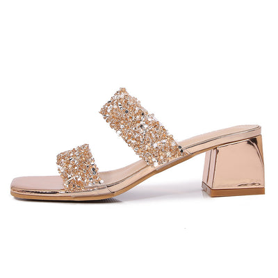 Fashion Rhinestone Slippers  Platform High Heel